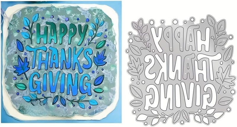 LZBRDY Happy Thanksgiving Metal Dies & Embossing Tools - Carbon Steel Craft Set for Holiday Cards & Scrapbooking - Image 1